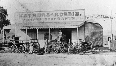 Photograph, Mathers & Robbie -- Produce Merchants in Patrick Street Stawell c1880