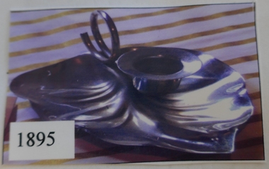 Memorabilia - Realia, Metal Candle Holder (Silver) designed in a leaf shape, 1960's