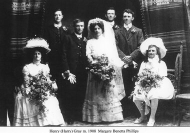 Photograph, Mr Henry Gray and Miss Margery Benetta Phillips' Wedding -- Studio Portrait