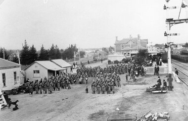 Photograph, Boer War Soldiers assembling at Stawell Railway Station