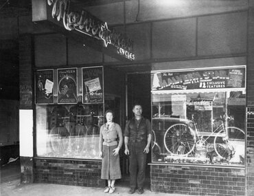 Photograph, Mr Norm Maloney’s Cycle Shop in Main Street