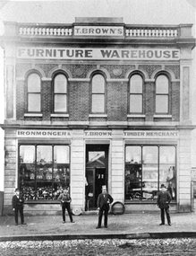 Photograph, T. Brown's Furniture Warehouse in  Main Street Stawell c1886
