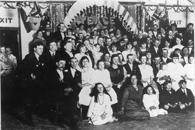 Photograph, "Peace Function" with a group of people 1918