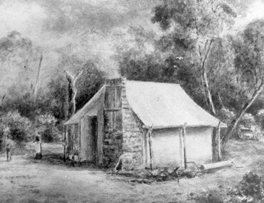 Painting, Mr W.H. Rees' First Home -- a Tent 1860 --- Drawing