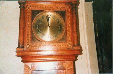 Photograph, Grandfather Clock -- designed and made by Mr R L Henderson -- Coloured
