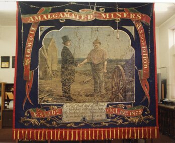 Photograph, Restoration of Miners Banner -- Photo Album