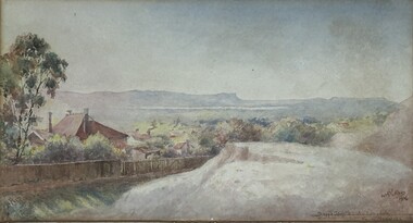 Photograph, Water Colour Painting by Mr Will Rees looking from Stawell towards Briggs Bluff Grampians