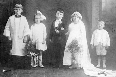 Photograph, Mock Wedding group with Master Jack Abbott c1915 -- Studio Portrait