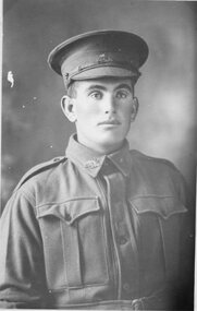 Photograph, Pte. William Henry Freeland from Deep Lead as a Soldier in WW1 Uniform 1915 -- Studio Portrait
