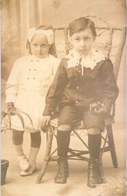 Photograph, Miss Thelma Mary Jean & Master John Kendall -- Children of Mr Joseph Mitchel & Mrs Rachel Kendall nee Flavell -- Studio Portrait