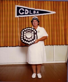 Photograph, Stawell Bowling Club Bowler --- Mrs Lorna Evans -- Coloured
