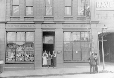 Photograph, Mr T J Wright -- Ironmongers and Timber Merchants in Main Street Stawell c1915