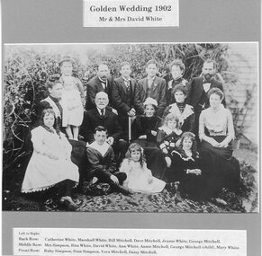 Photograph, Mr David White & Mrs Ann White nee David's Golden Wedding with Mitchell and Simpson named family members