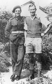 Photograph, Mr Alf Hunt in uniform & Mr Geo Cook c1940’s