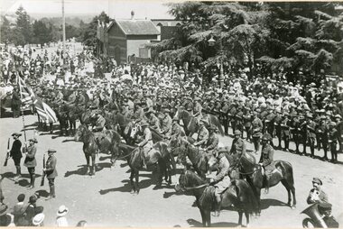 Photograph, Commemoration Service Armistice in Lower Main Street Stawell 1919 -- 3 Photos