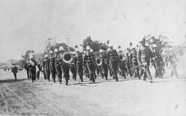 Photograph, Stawell Brass Band in Lower Main Street