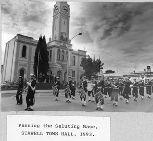 Photograph, H.M.A.S. STAWELL - Anniversary - Victorian Naval Band parading past the Saluting Base 1993