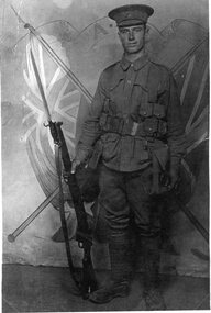 Photograph, Pte Ernest Bolan in  WW1 uniform -- Studio Portrait