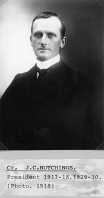 Photograph, Cr J C Hutchings -- STAWELL SHIRE COUNCILLORS 1918 -- Studio Portrait