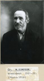 Photograph, Cr W Simpson -- STAWELL SHIRE COUNCILLORS 1918 -- Studio Portrait