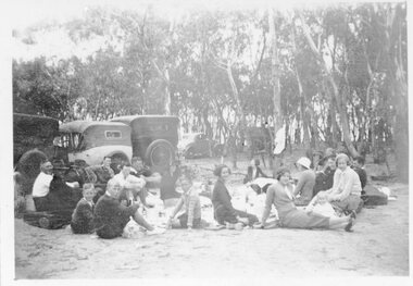 Photograph, Bradley & Johnston Families picnicing at Lake Lonsdale 1935