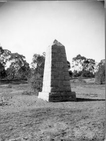 Photograph, Major Mitchell Memorial with plaque on the side on the Western Highway -- from Ballarat records