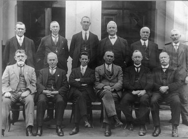 Photograph, 12 Councillors out the front of the Town Hall 1929