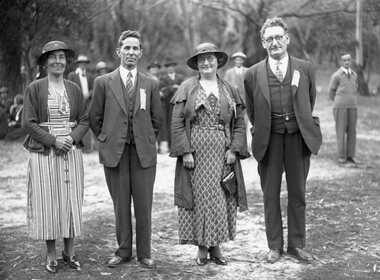 Photograph, Mrs Sharpley nee Unknown & Mr Walter G Sharpley, the Town Clerk, with Mrs Freeland nee Unknown & Cr S Freeland 1934