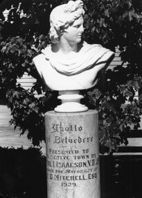 Photograph, "Apollo of Belvedere" in Central Park Stawell -- donated by Lieut Col Isaacson -- 3 Photos