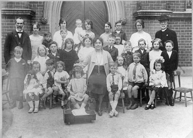 Photograph, Group in front of Methodist Church c1920s