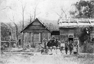 Photograph, Pupils and Teacher in front of the D'Alton home 'Silver Springs' in Halls Gap where the  Kitchen became the first School 1890-1892