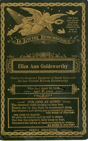 Photograph, Eliza Ann Goldsworthy's Memorial Card 1905