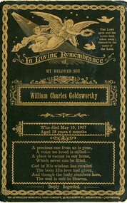 Photograph, Mr William Charles Goldsworthy's -- Memorial Card 1907