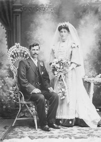 Photograph, Mr Joseph Goldsworthy & Mrs Ena Goldsworthy nee Lemon's Weding -- Studio Portrait