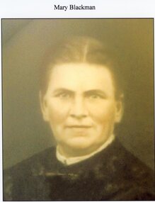 Photograph, Mrs Mary Blackman nee Cox who died in 1908 -- Portrait