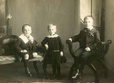 Photograph, Three Unnamed Children 1910-1920 -- Studio Portrait