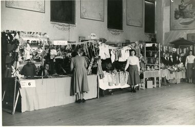 Photograph, Lady Brooks Kindergarten -- Fund raising Bazaar inside Town Hall 1952 -- 2 Photos