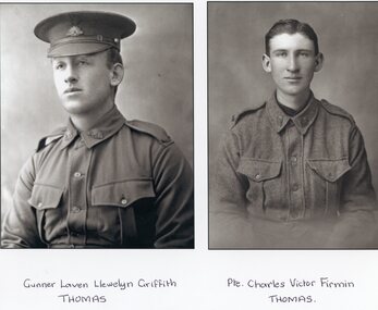 Photograph, Soldiers - Gunner Laven Llewlyn Griffith Thomas and Pte Charles Victor Firmin Thomas from Great Western
