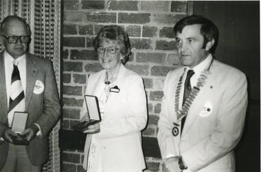 Photograph, Mr Lindsay Brown with Mrs Magaret Brown nee Unknown & Mr Hutton at a Rotary function& Hutton - Rotary Function