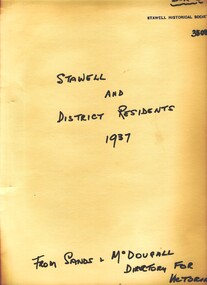 Book, Sands and McDougall, Stawell and District Residents 1937 - Sands and McDougall Directory, 1937