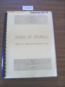 Book, Tom Hutchison & Denise Thorson, Shire of Stawell - Study of Selected Heritage Sites, 1994