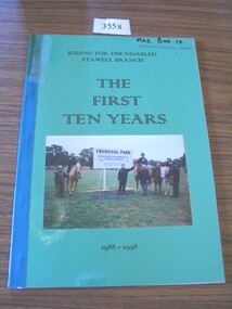 Book, Riding for the Disable, Riding for the Disabled Stawell Centre, The First Ten Years 1988-1998, 1998