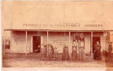 Photograph, Mr W Johnson and Sons' Produce Dealers & Family Grocers Shop in Patrick Street