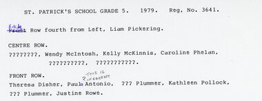 Photograph, St Patricks Primary School Students Grade 5 -- named 1979