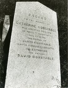 Photograph, Mrs Catherine Constable nee Moray 1877 -- Grave Marker