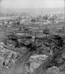 Photograph, Mining Scene Big Hill c1895-1890's with the Underground Road below Whim