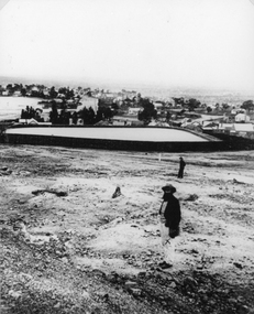 Photograph, Town Reservoir with Mr John D'alton & viewing of the township in the background