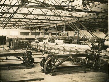 Photograph, North Western Woollen Mills -- Spinning Machines