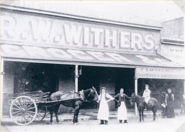 Photograph, Mr R W Withers -- Grocer Shop Stawell