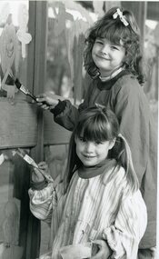 Photograph, Window Painting at the Library by Miss Tegan Gibson & Miss Amelia Kingston 1991
